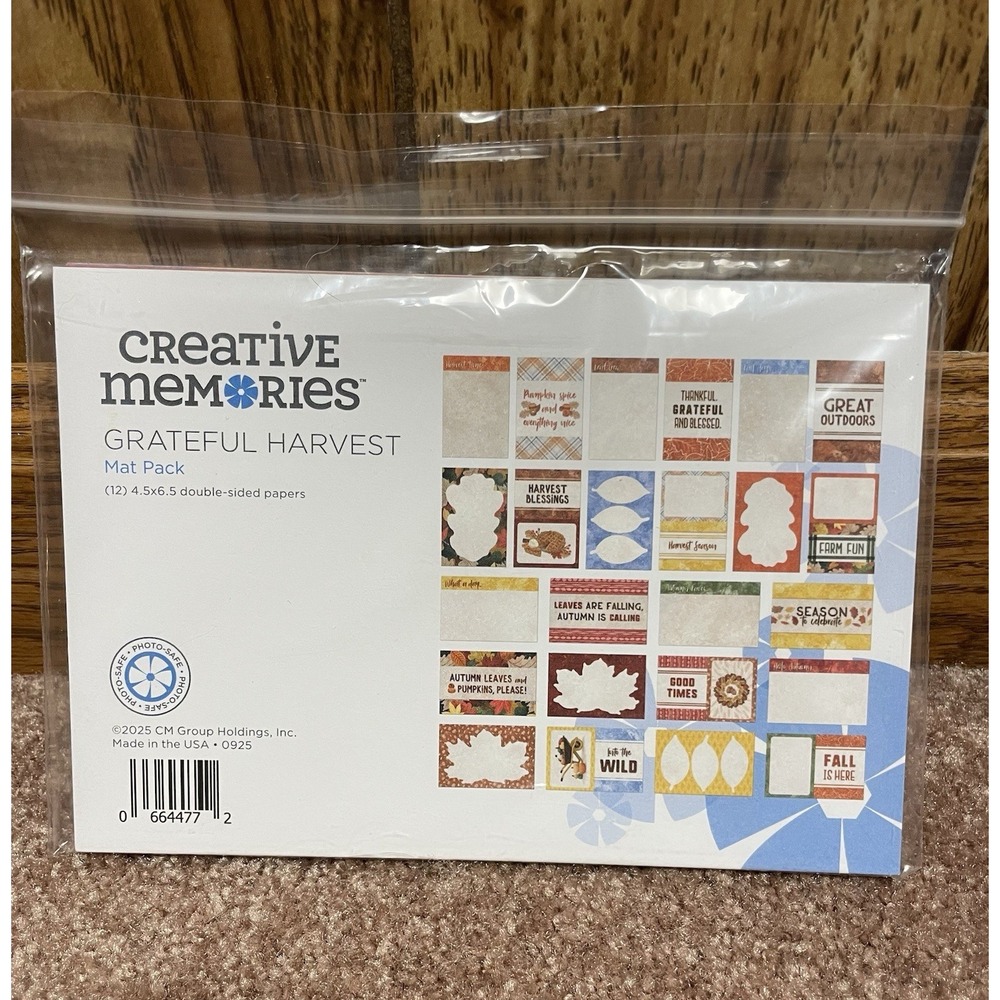 Creative Memories Grateful Harvest Variety Mat Pack 12 Double Sided 4.5x6.5